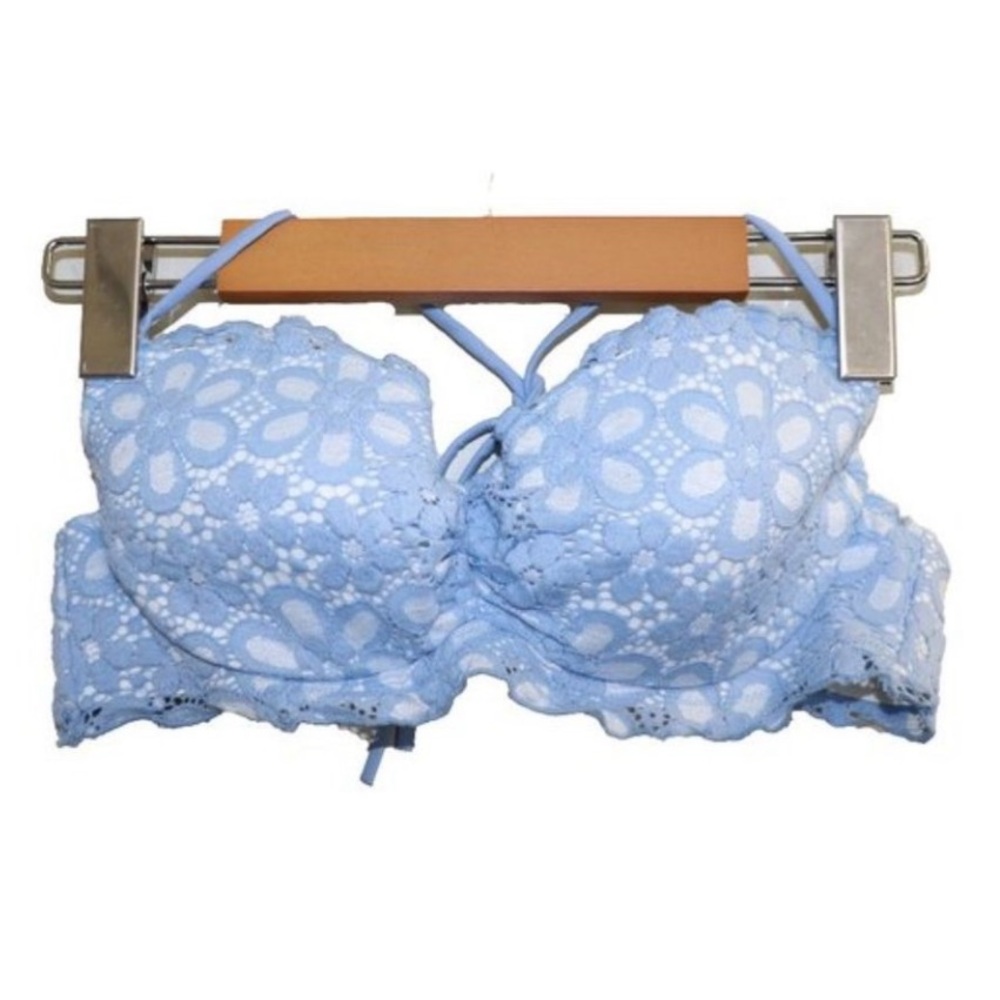FREE Victoria's Secret Blue Lace Halter Cup Bikini Top 34B Swimsuit